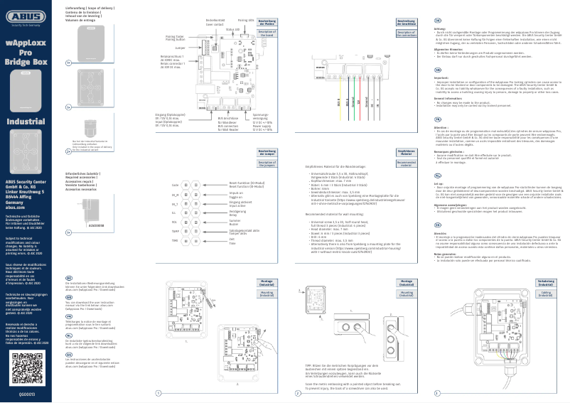 Page 1 de la notice Manuel utilisateur Abus ACSE00023