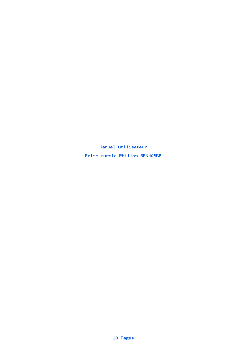 Page 1 de la notice Manuel utilisateur Philips SPN4085B