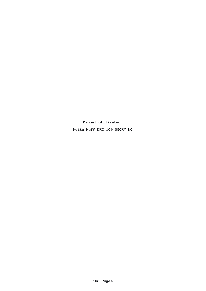 Page 1 de la notice Manuel utilisateur Neff DRC 109 D90R7 N0