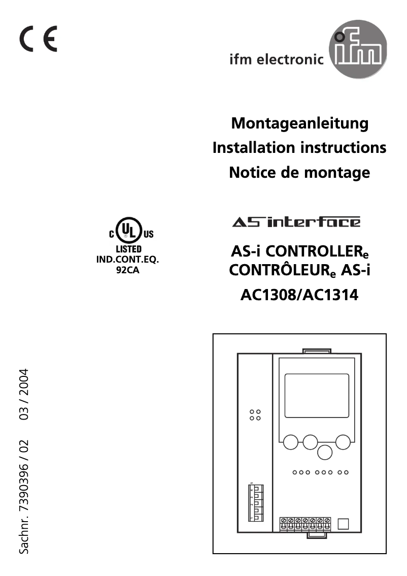 Page 1 de la notice Manuel utilisateur IFM AC1308