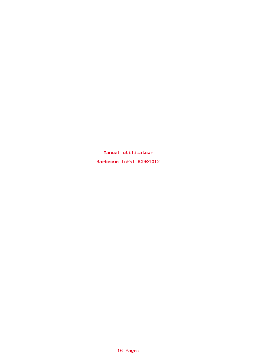 Page 1 de la notice Manuel utilisateur Tefal BG901O12