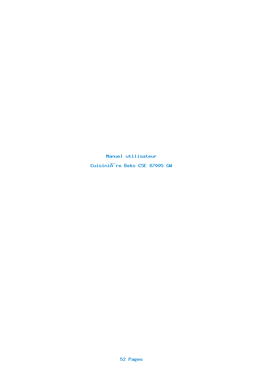 Page 1 de la notice Manuel utilisateur Beko CSE 87005 GW