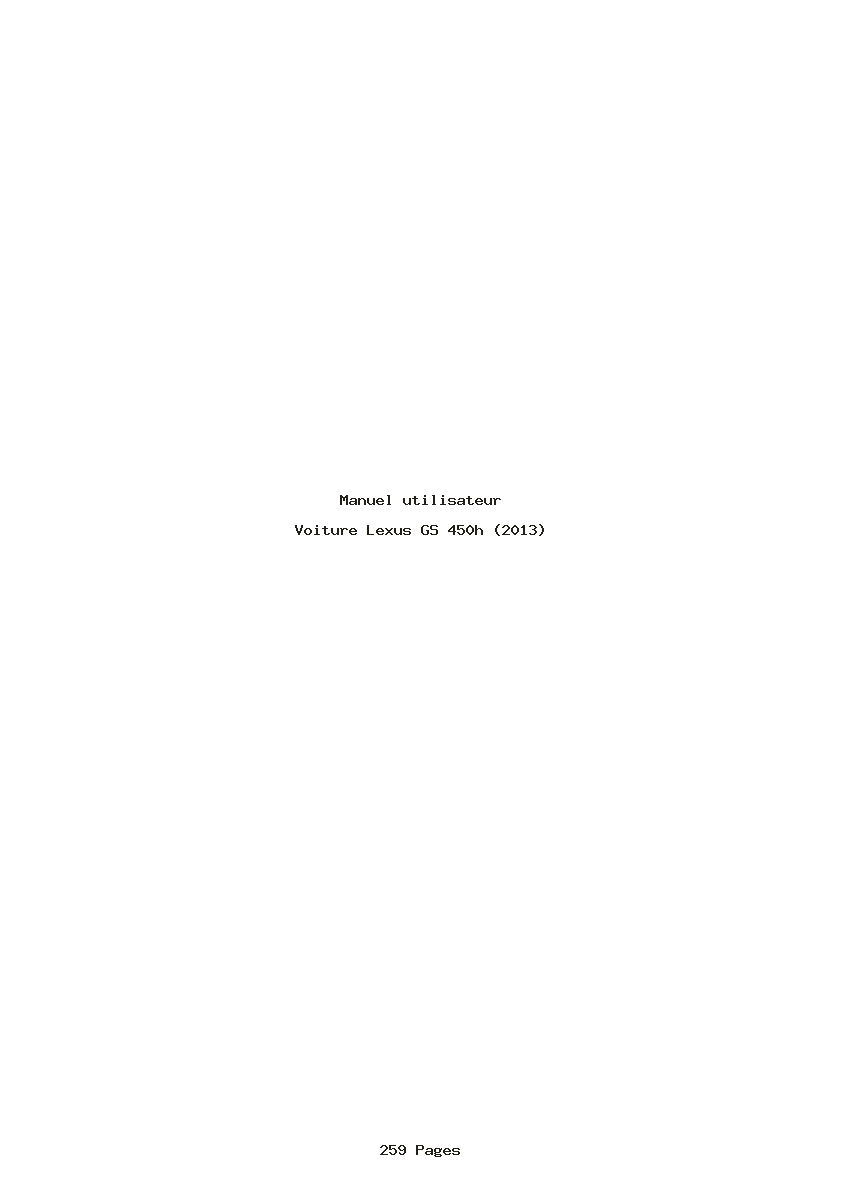 Page 1 de la notice Manuel utilisateur Lexus GS 450h (2013)