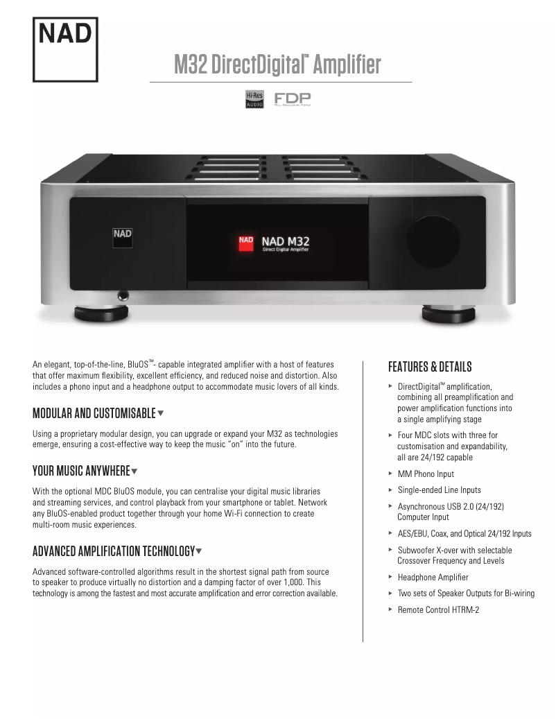 Page 1 de la notice Fiche technique NAD M32