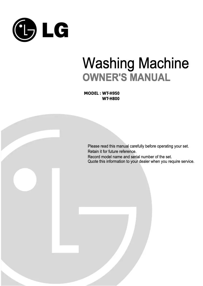 Page 1 de la notice Manuel utilisateur LG WT-H800