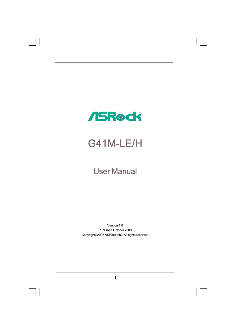 Page 1 de la notice Manuel utilisateur Asrock G41M-LE/H