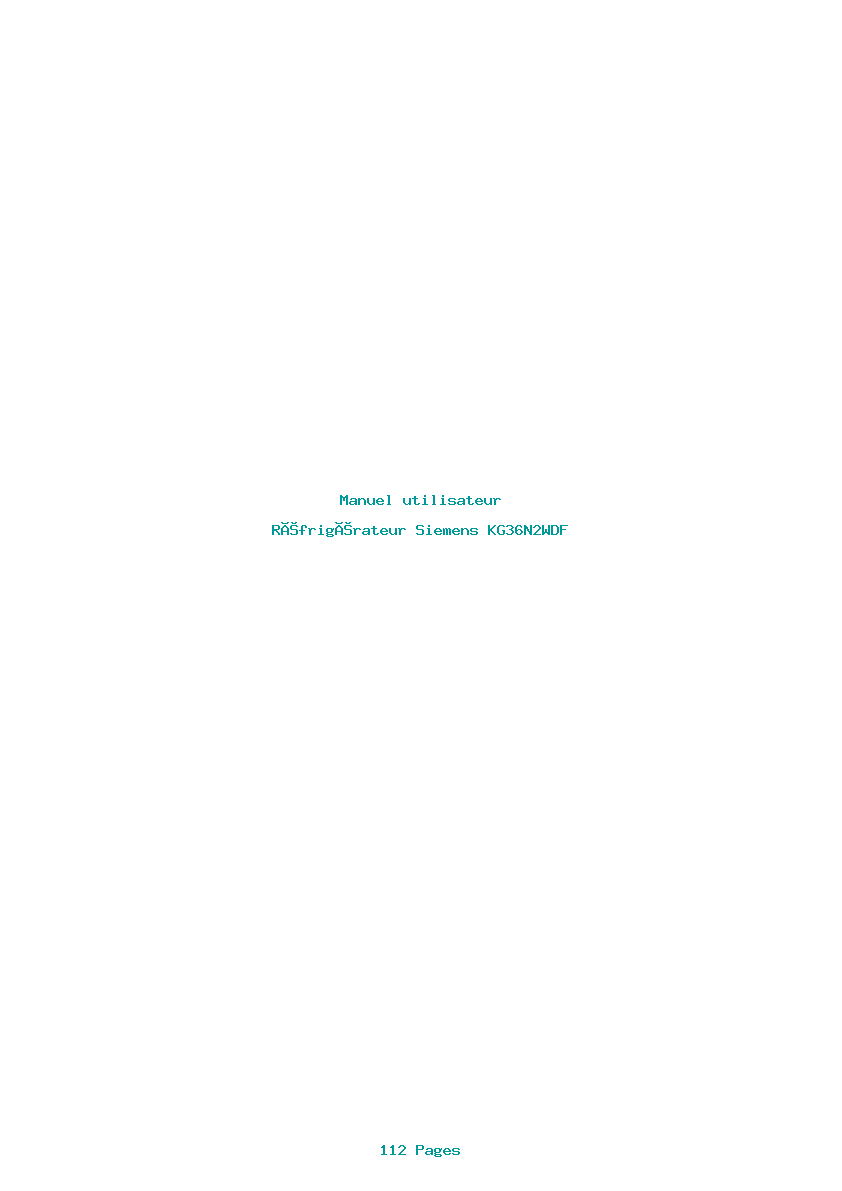 Page 1 de la notice Manuel utilisateur Siemens KG36N2WDF
