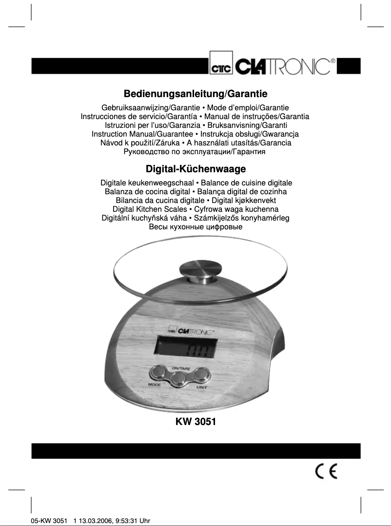 Page 1 de la notice Manuel utilisateur Clatronic KW 3051