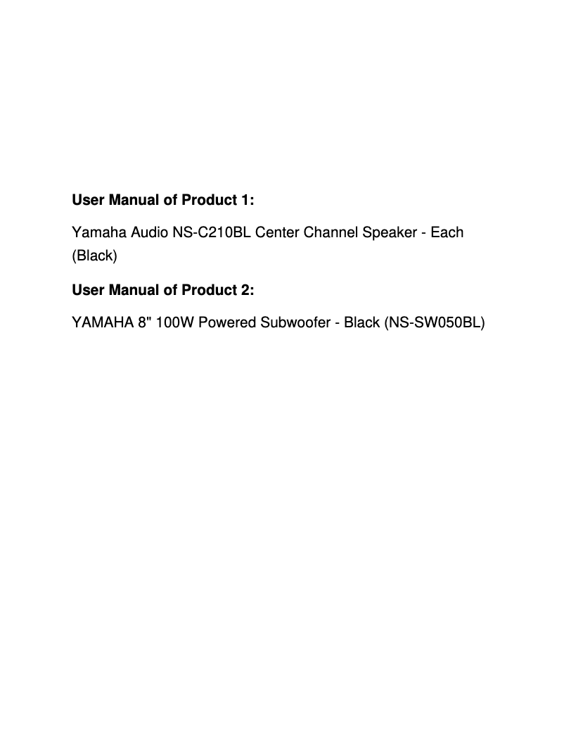 Page 1 of the manual User Manual Yamaha NS-C210BL
