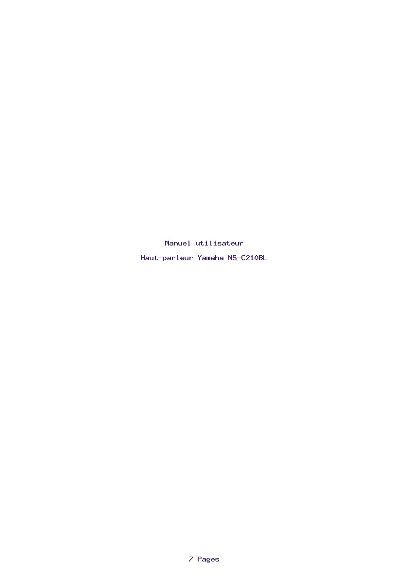 Page 1 de la notice Manuel utilisateur Yamaha NS-C210BL