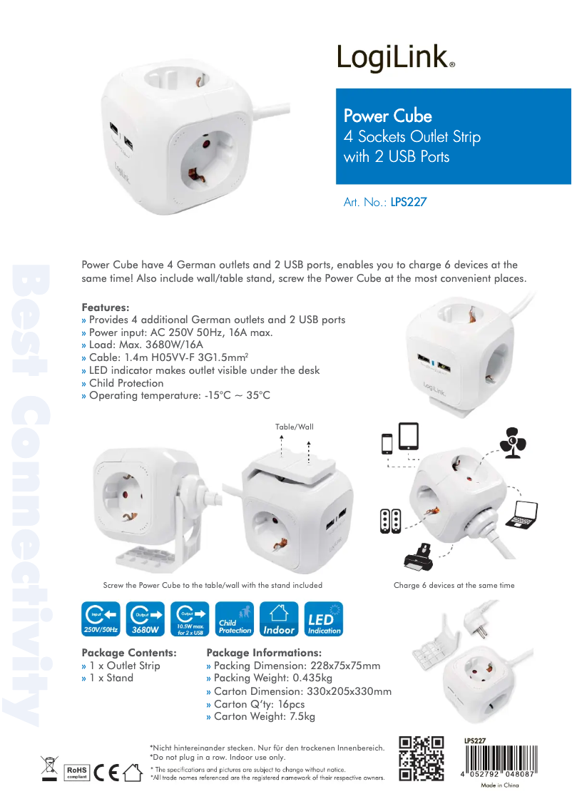 Page 1 de la notice Manuel utilisateur LogiLink LPS227