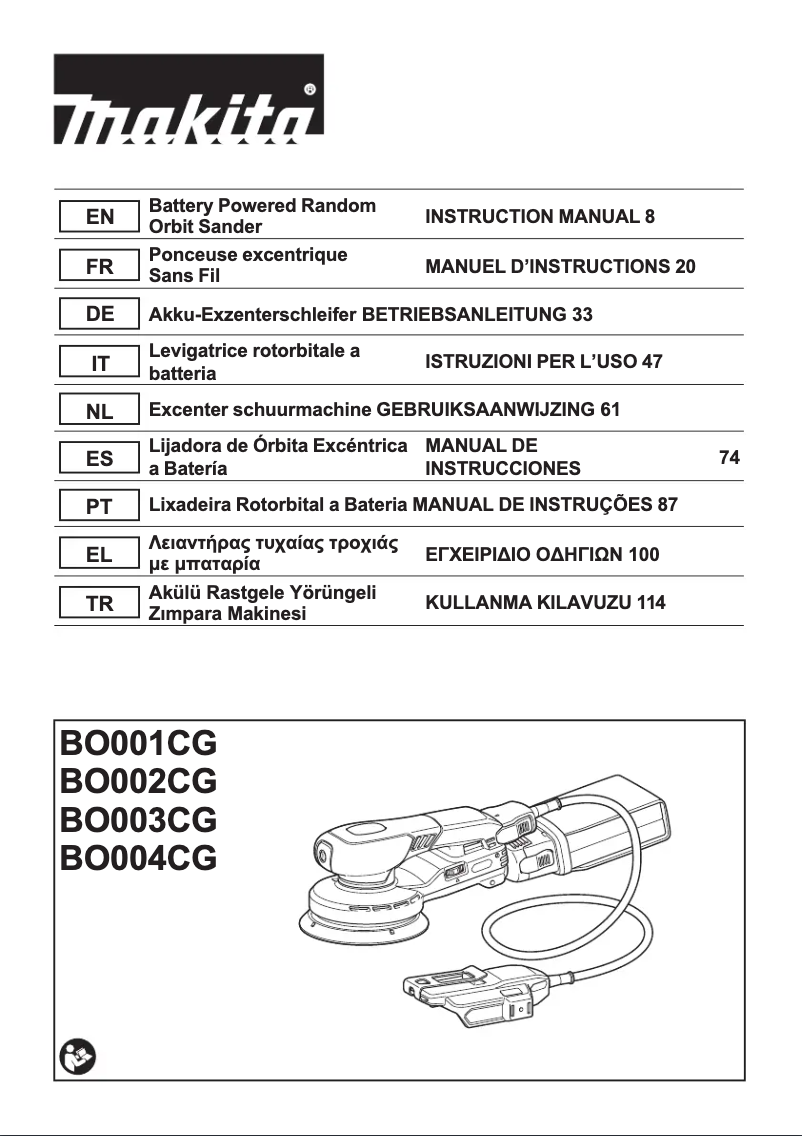 Page 1 de la notice Manuel utilisateur Makita BO001CG
