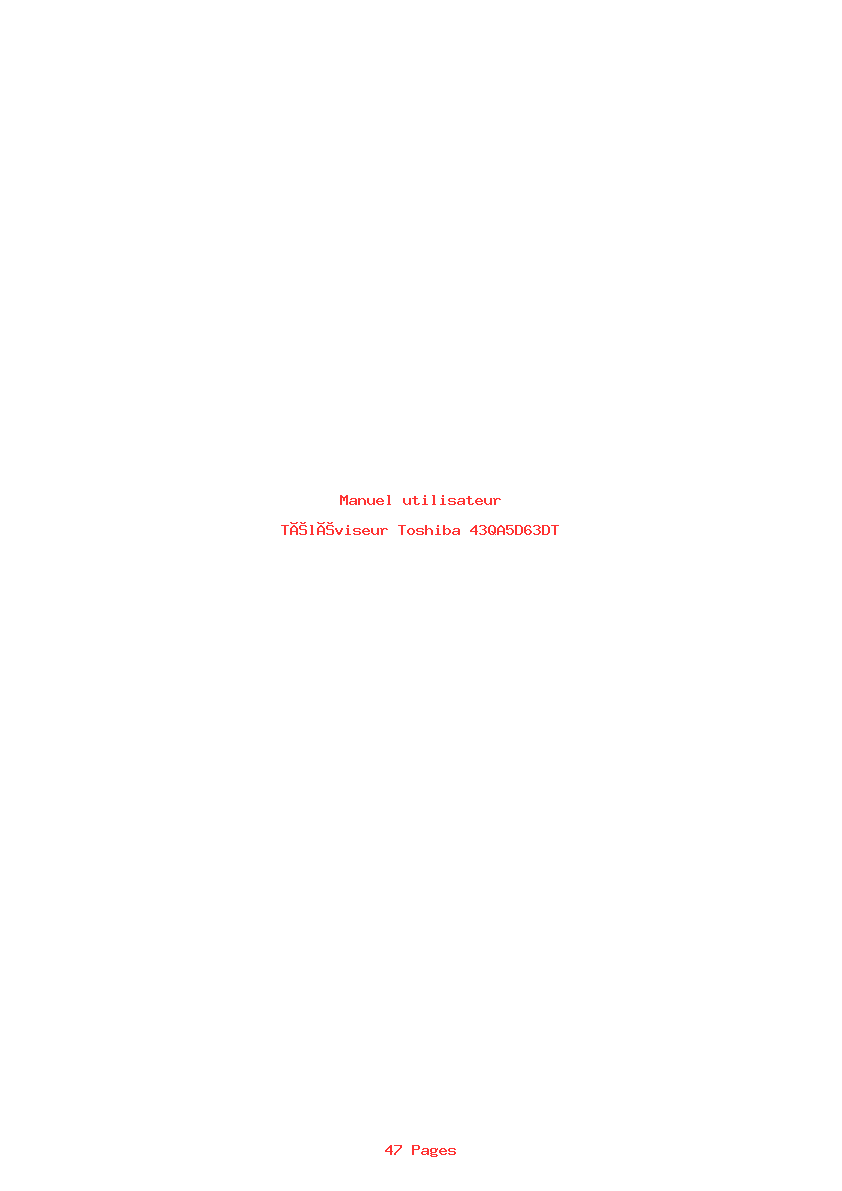 Page 1 de la notice Manuel utilisateur Toshiba 43QA5D63DT