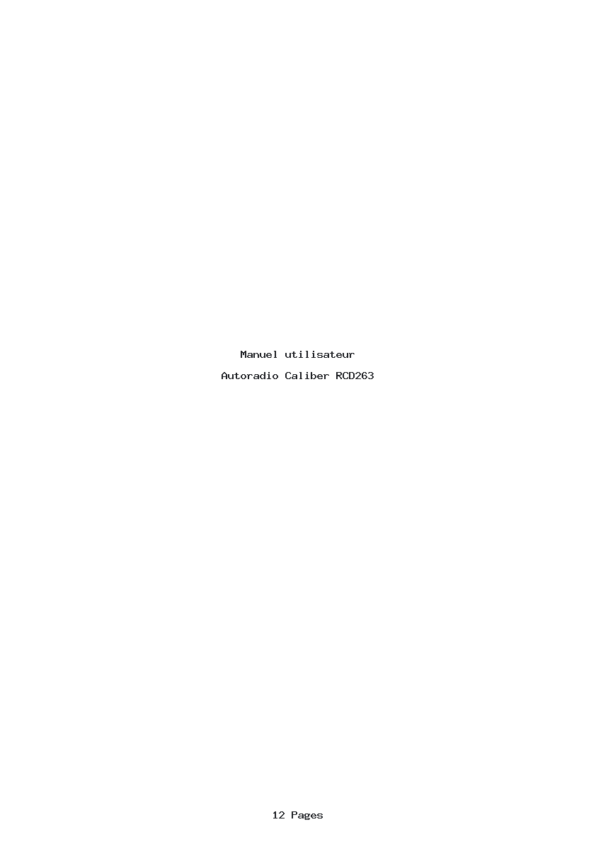 Page 1 de la notice Manuel utilisateur Caliber RCD263