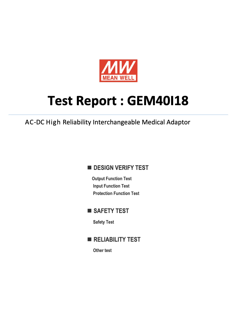 Página 1 del manual Ficha técnica Mean Well GEM40I18-P1J