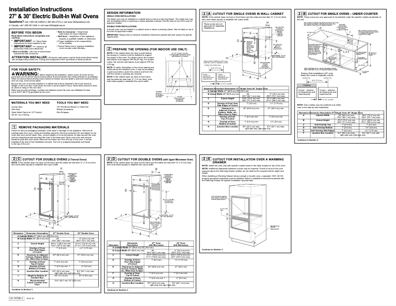 Page n°1 - Guide d'installation GE JTP75BMBB