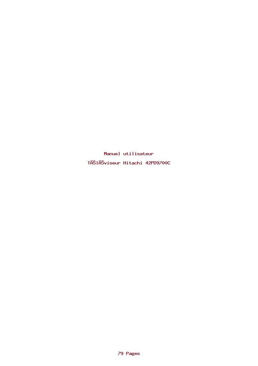 Page 1 de la notice Manuel utilisateur Hitachi 42PD9700C