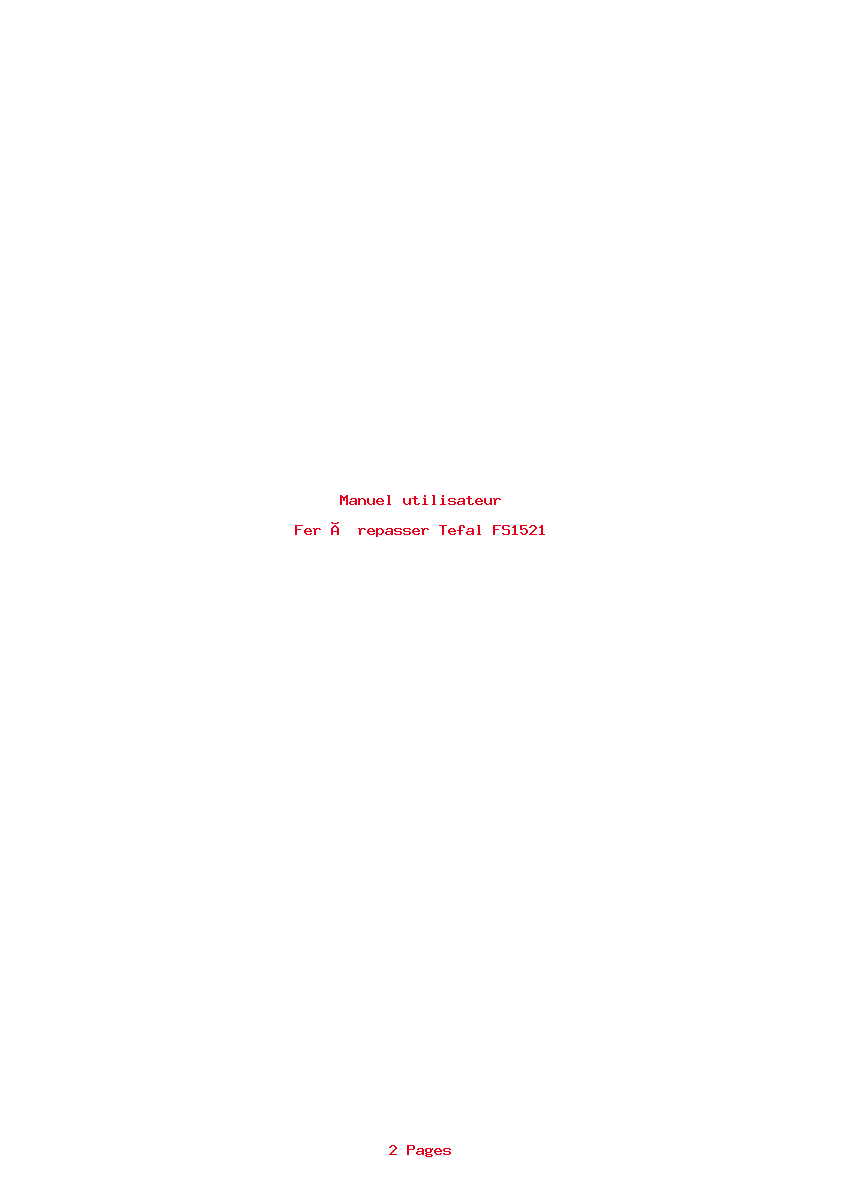 Page 1 de la notice Manuel utilisateur Tefal FS1521