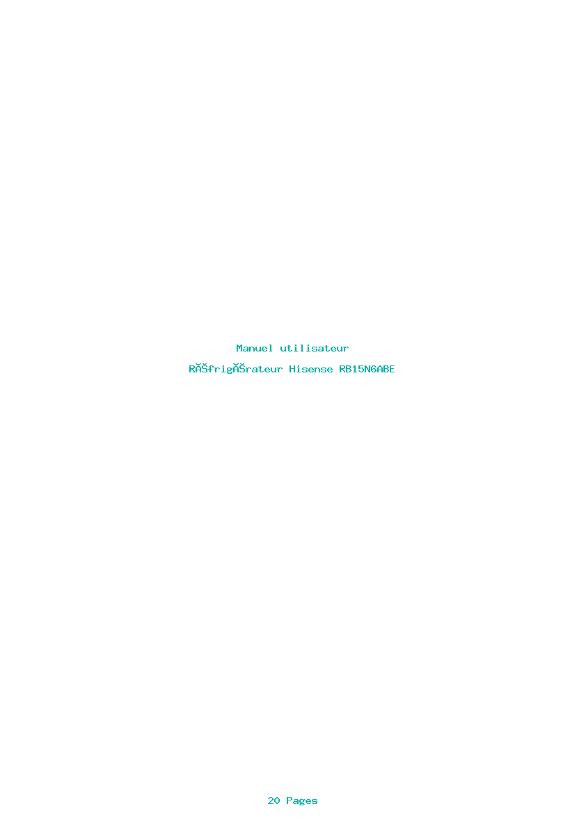 Page 1 de la notice Manuel utilisateur Hisense RB15N6ABE