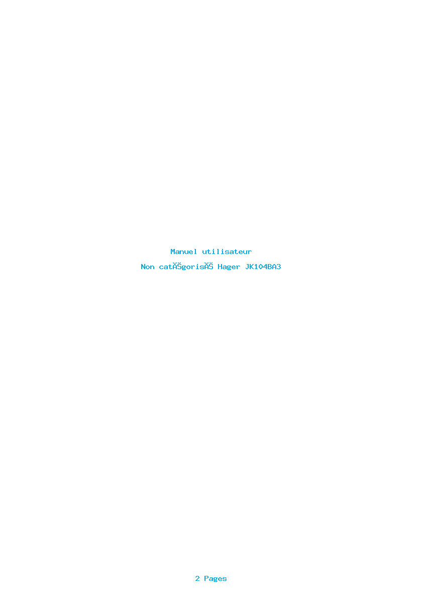 Page 1 de la notice Manuel utilisateur Hager JK104BA3