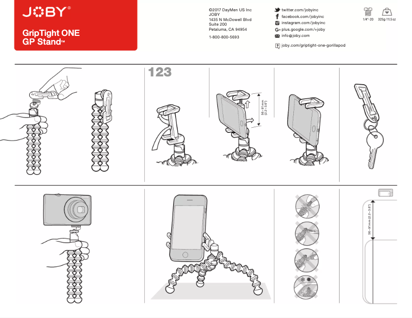 Page 1 de la notice Manuel utilisateur Joby GripTight One GorillaPod Stand