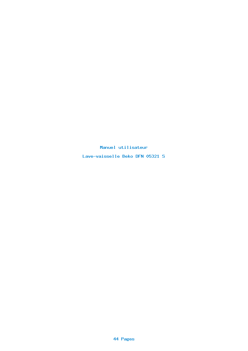 Page 1 de la notice Manuel utilisateur Beko DFN 05321 S
