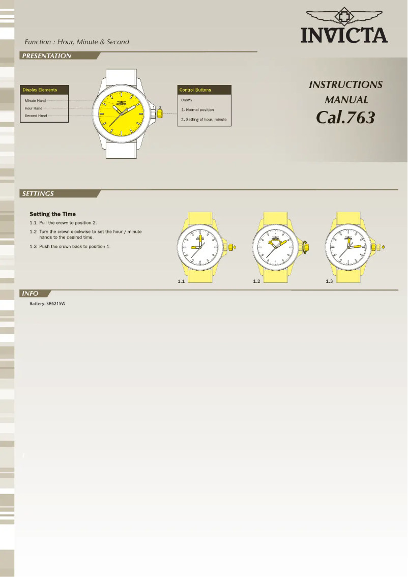 Page 1 de la notice Manuel utilisateur Invicta Wildflower 0132