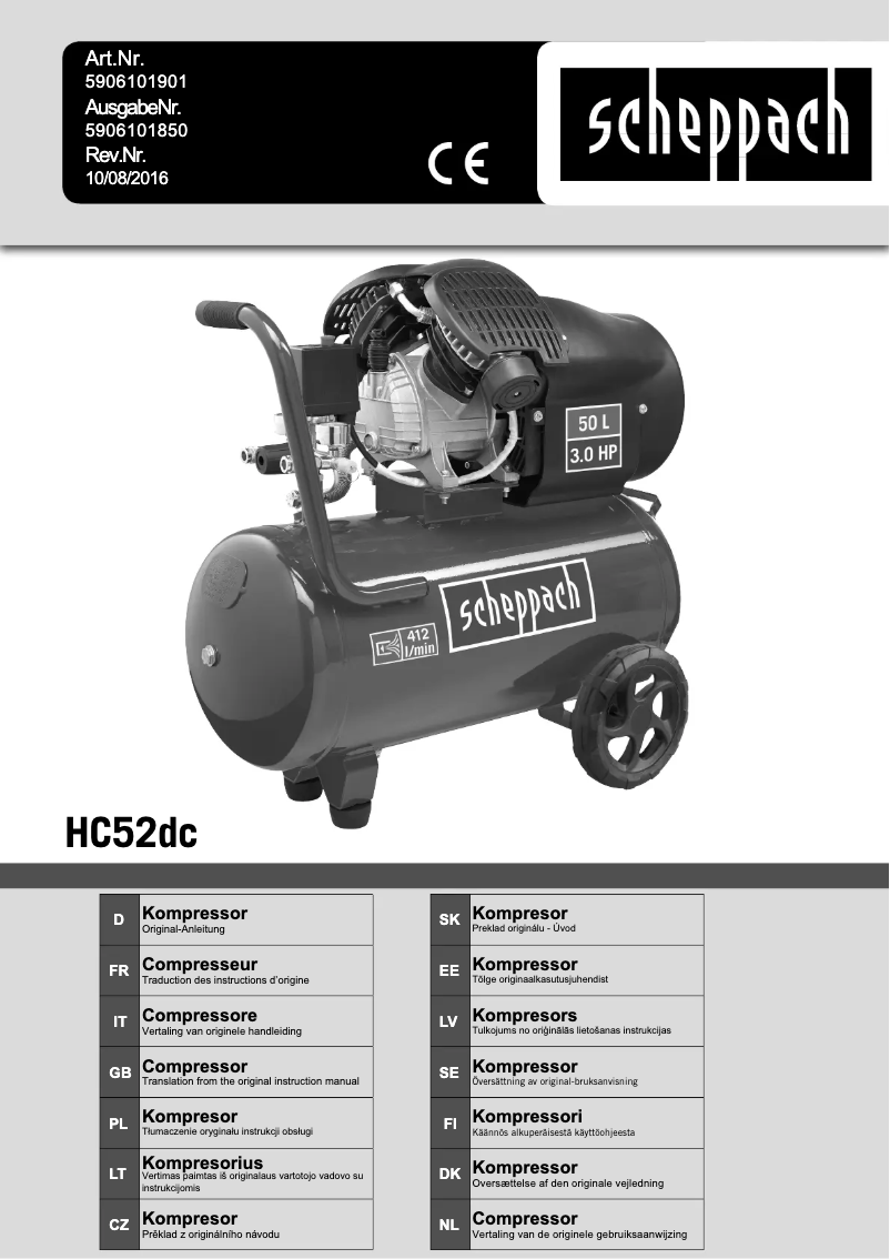Page 1 of the manual User Manual Scheppach HC 52dc