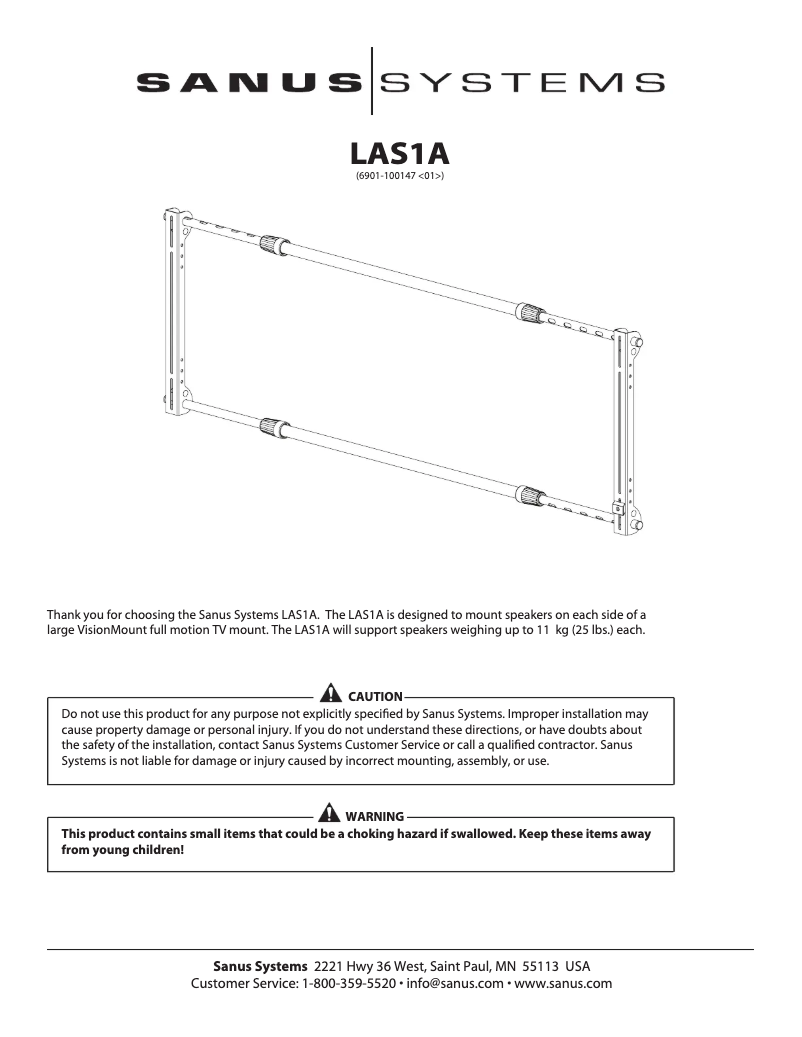 Page 1 de la notice Manuel utilisateur Sanus LAS1A