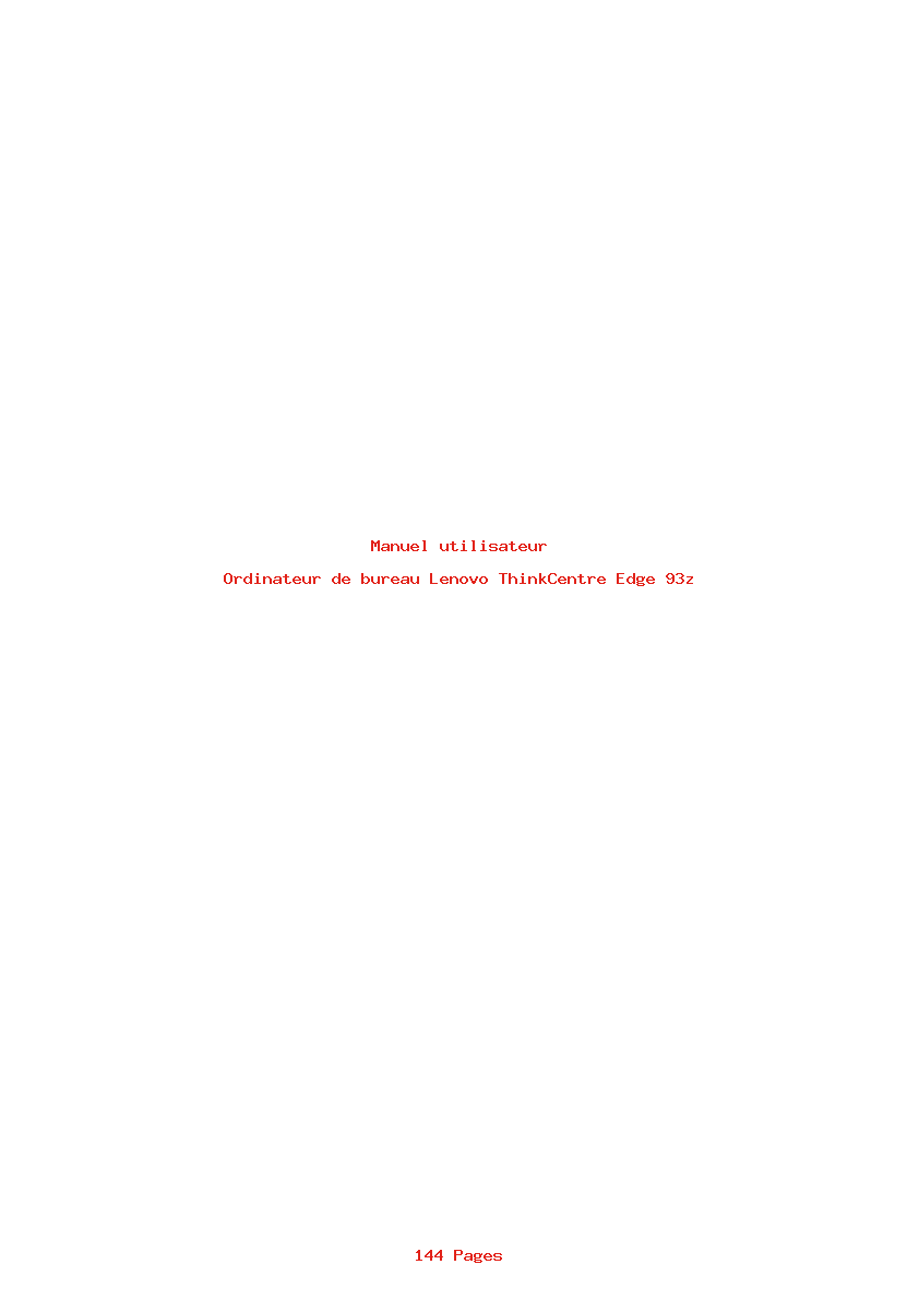 Page 1 de la notice Manuel utilisateur Lenovo ThinkCentre Edge 93z