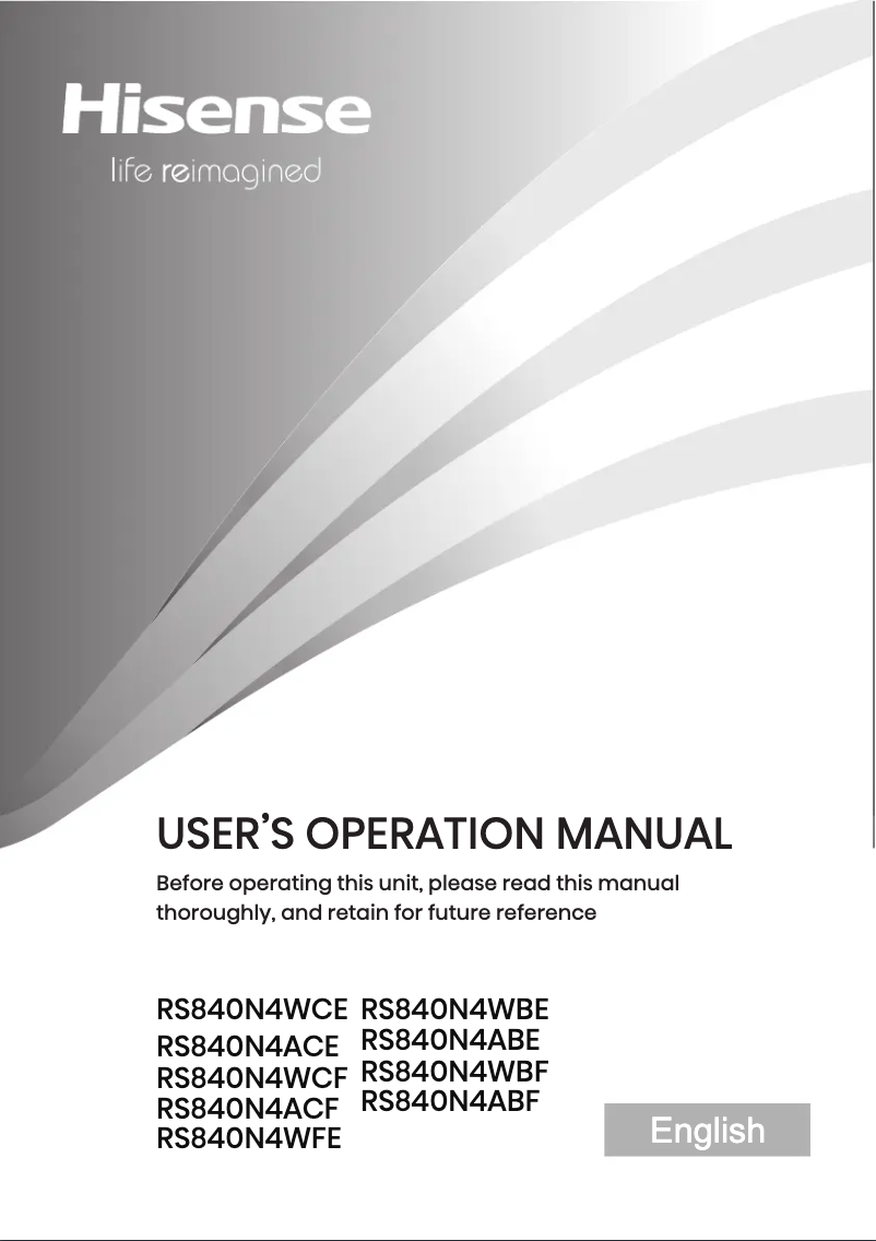 Page 1 de la notice Manuel utilisateur Hisense RS840N4WFE