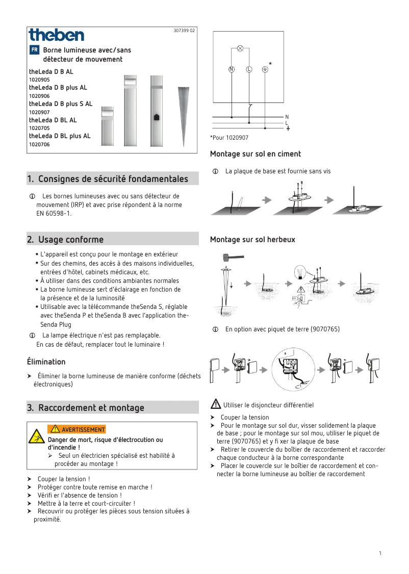 Page 1 de la notice Manuel utilisateur Theben theLeda D B plus S AL