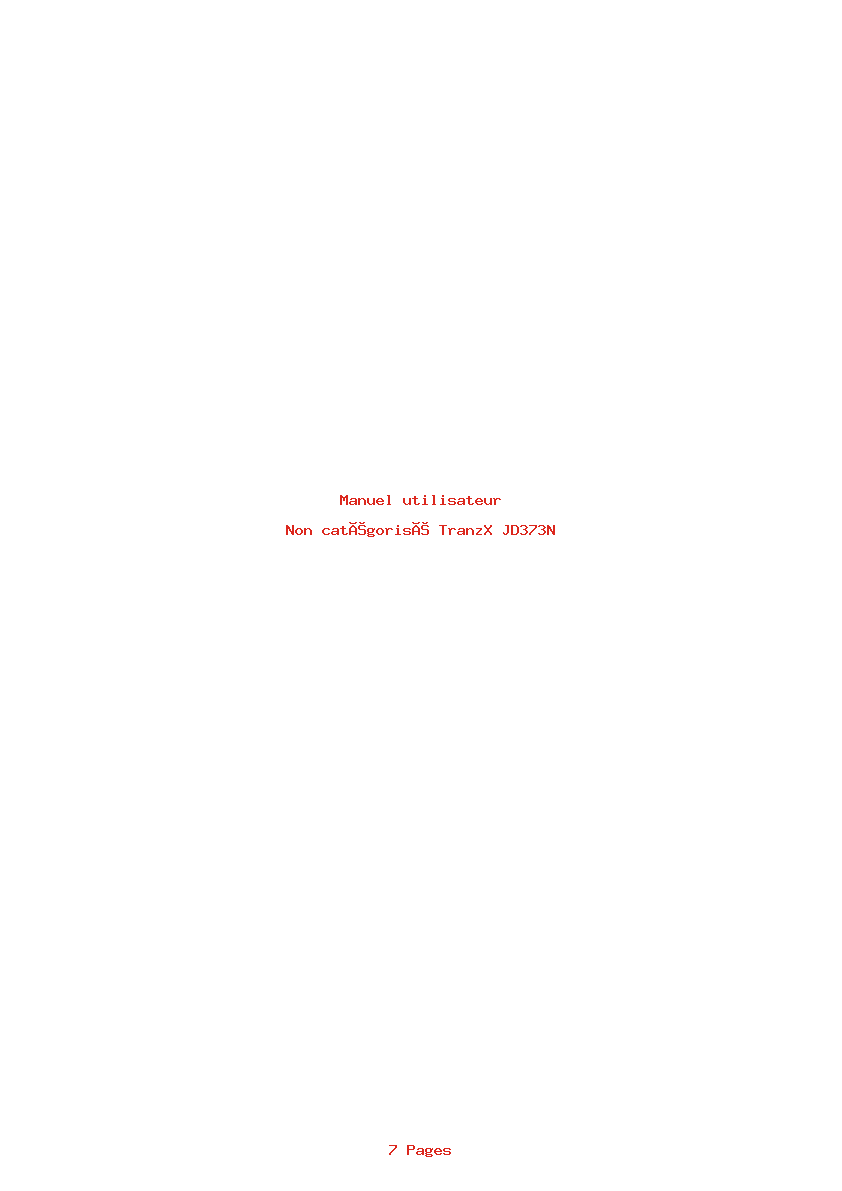 Page 1 de la notice Manuel utilisateur TranzX JD373N