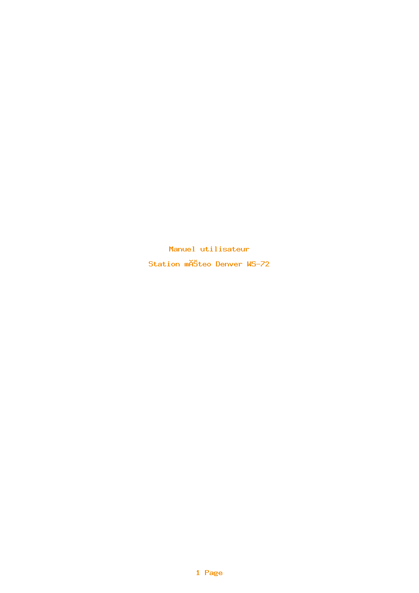 Page 1 de la notice Manuel utilisateur Denver WS-72