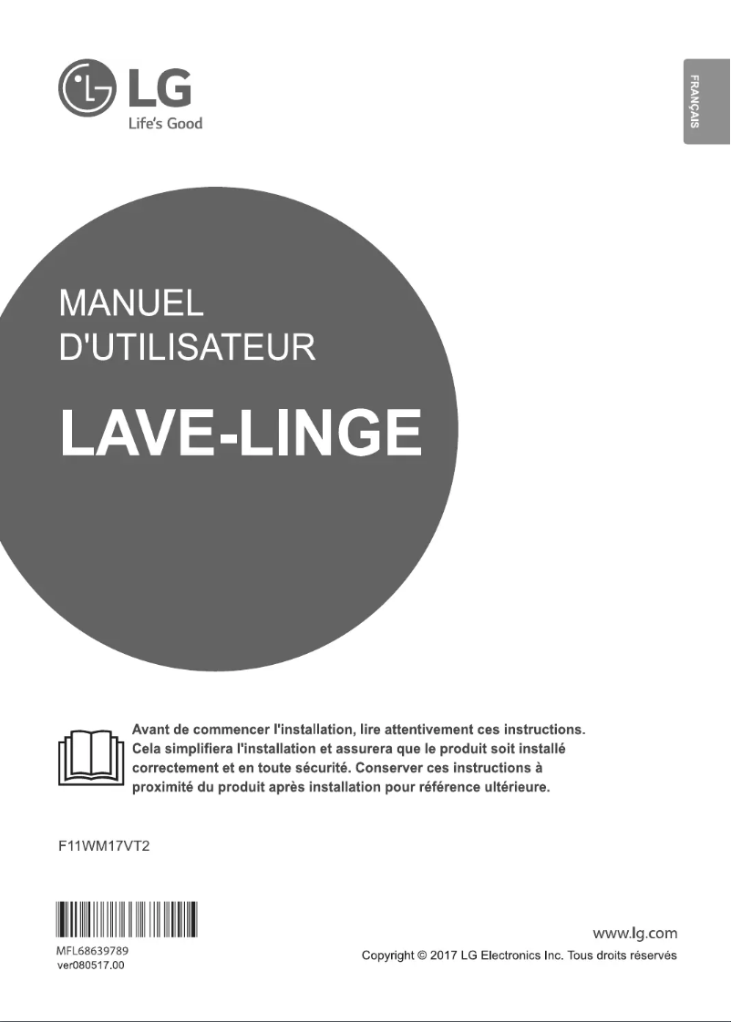 Page 1 de la notice Manuel utilisateur LG F11WM17VT2