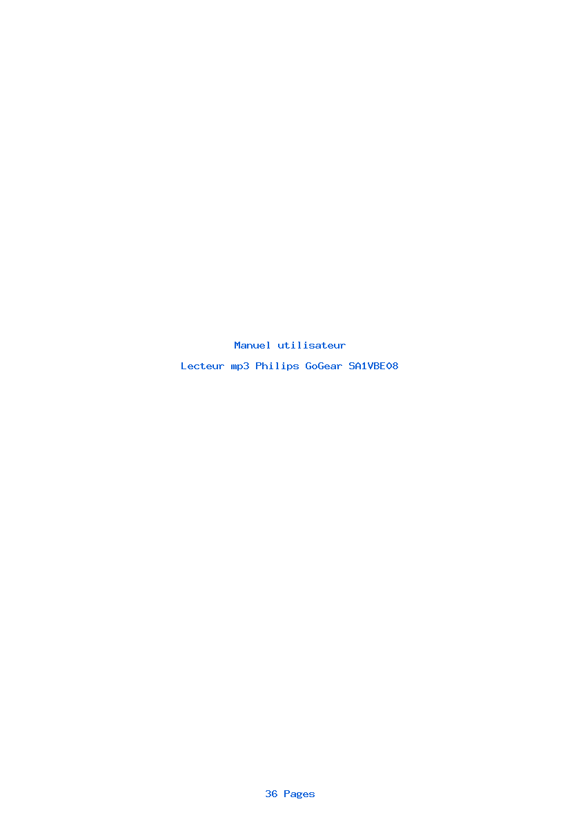 Page 1 de la notice Manuel utilisateur Philips GoGear SA1VBE08
