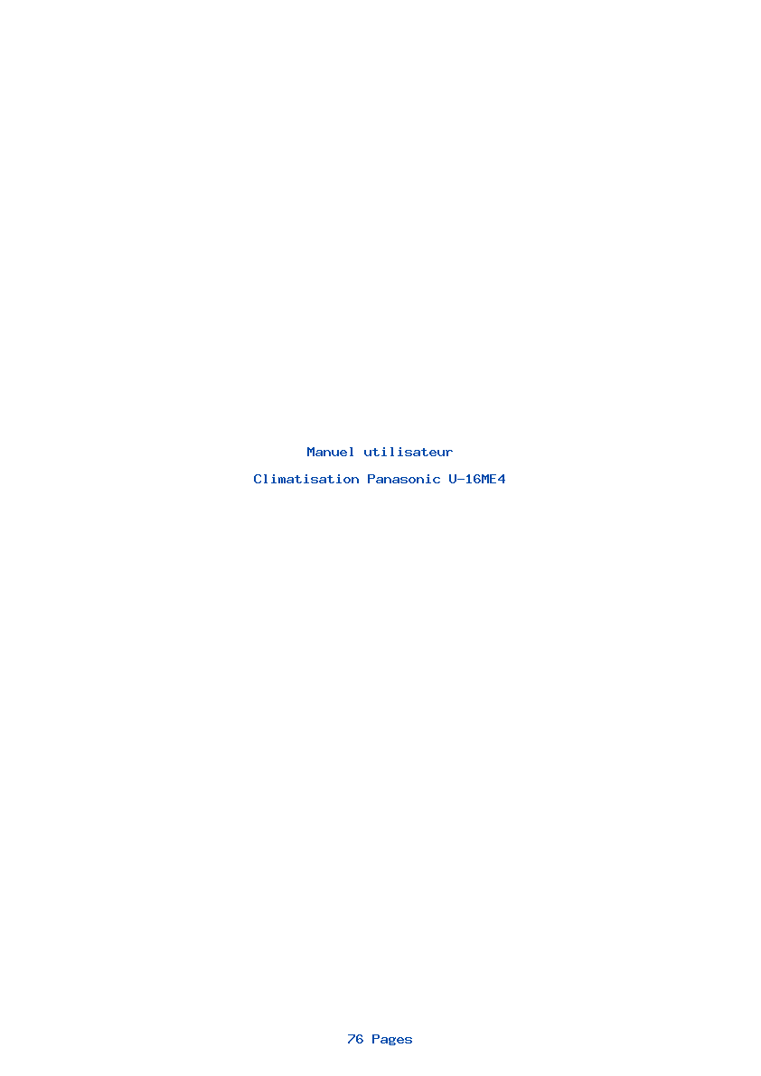 Page 1 de la notice Manuel utilisateur Panasonic U-16ME4