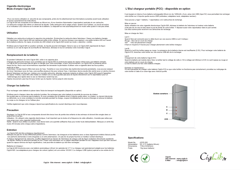 Page 1 de la notice Manuel utilisateur CigLib 520