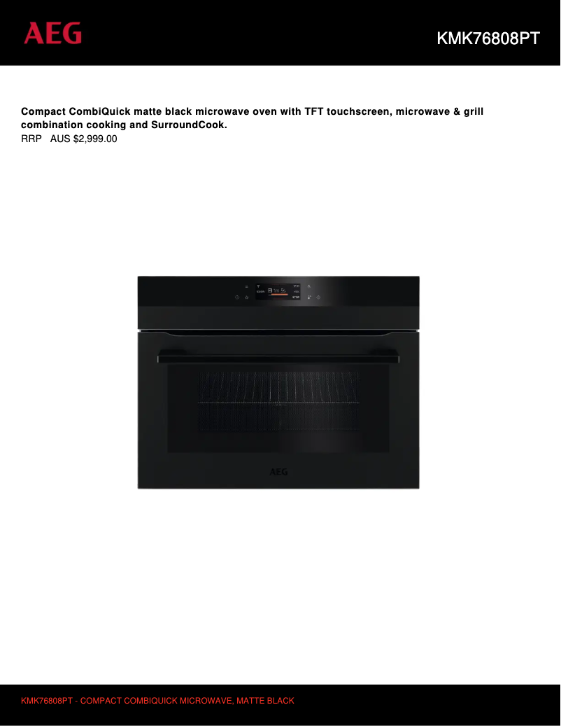 Page 1 de la notice Fiche technique AEG KMK76808PT