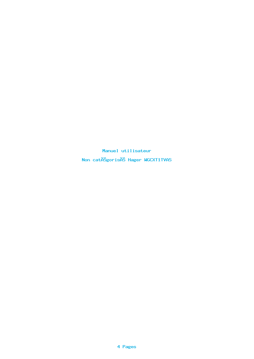 Page 1 de la notice Manuel utilisateur Hager WGCXT1TVAS