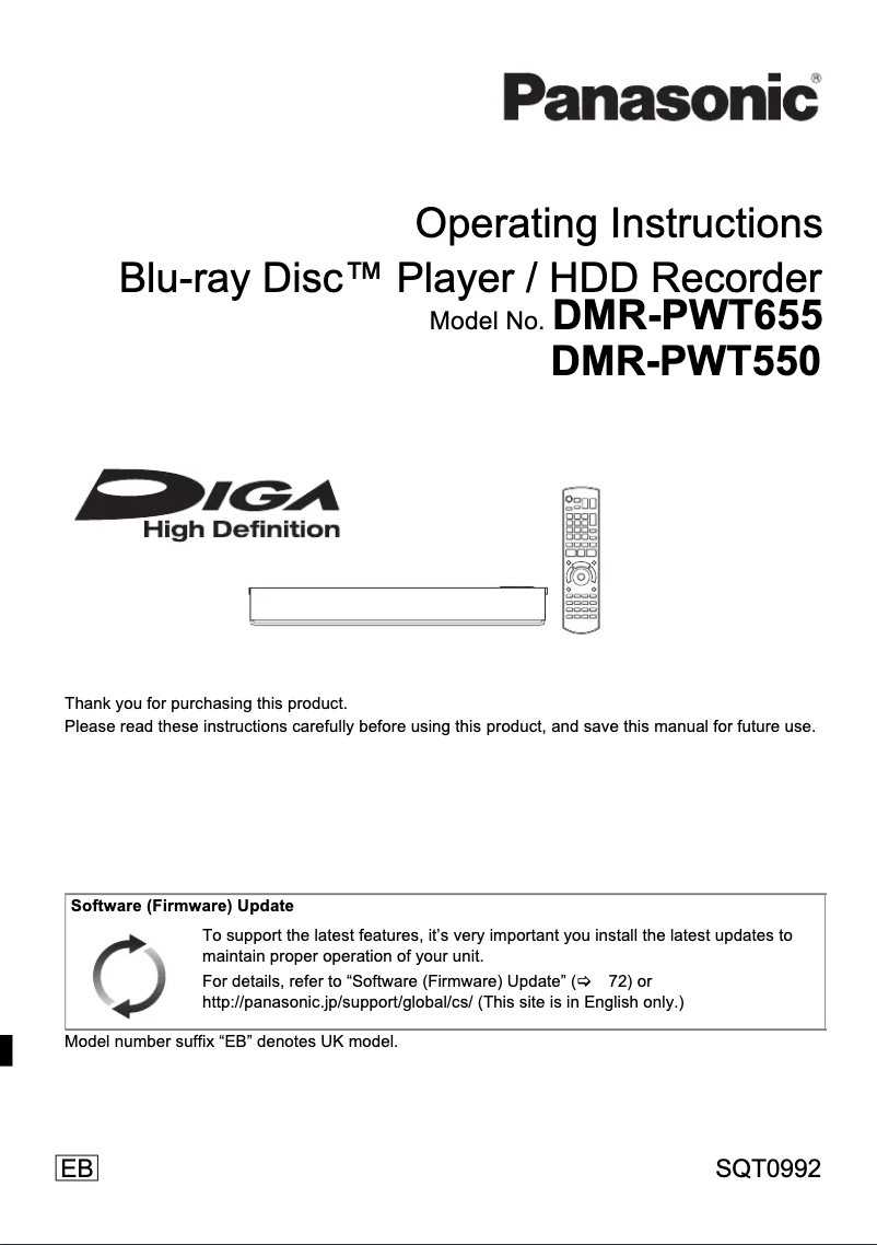 Página 1 del manual Manual de usuario Panasonic DMR-PWT655