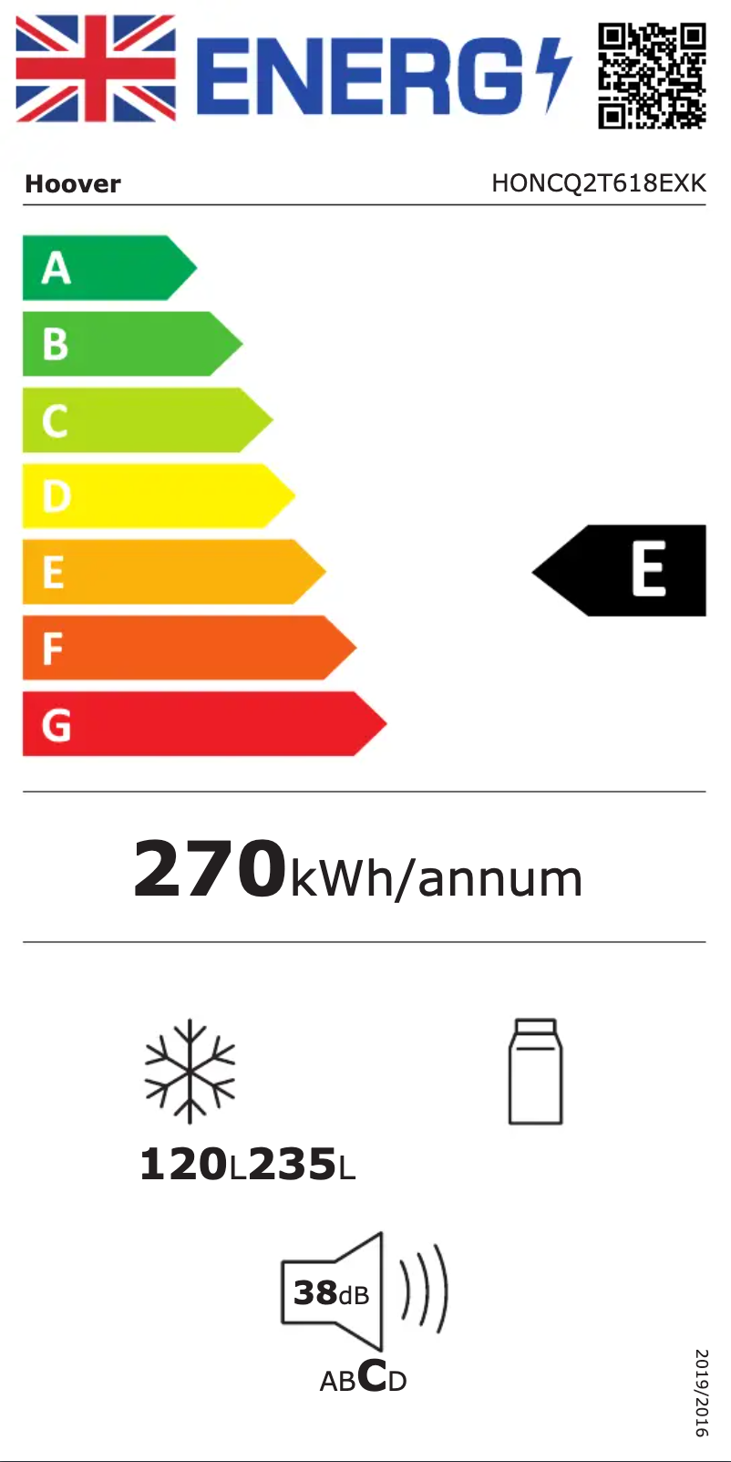 Página 1 del manual Etiqueta energética Hoover HONCQ2T618EXK