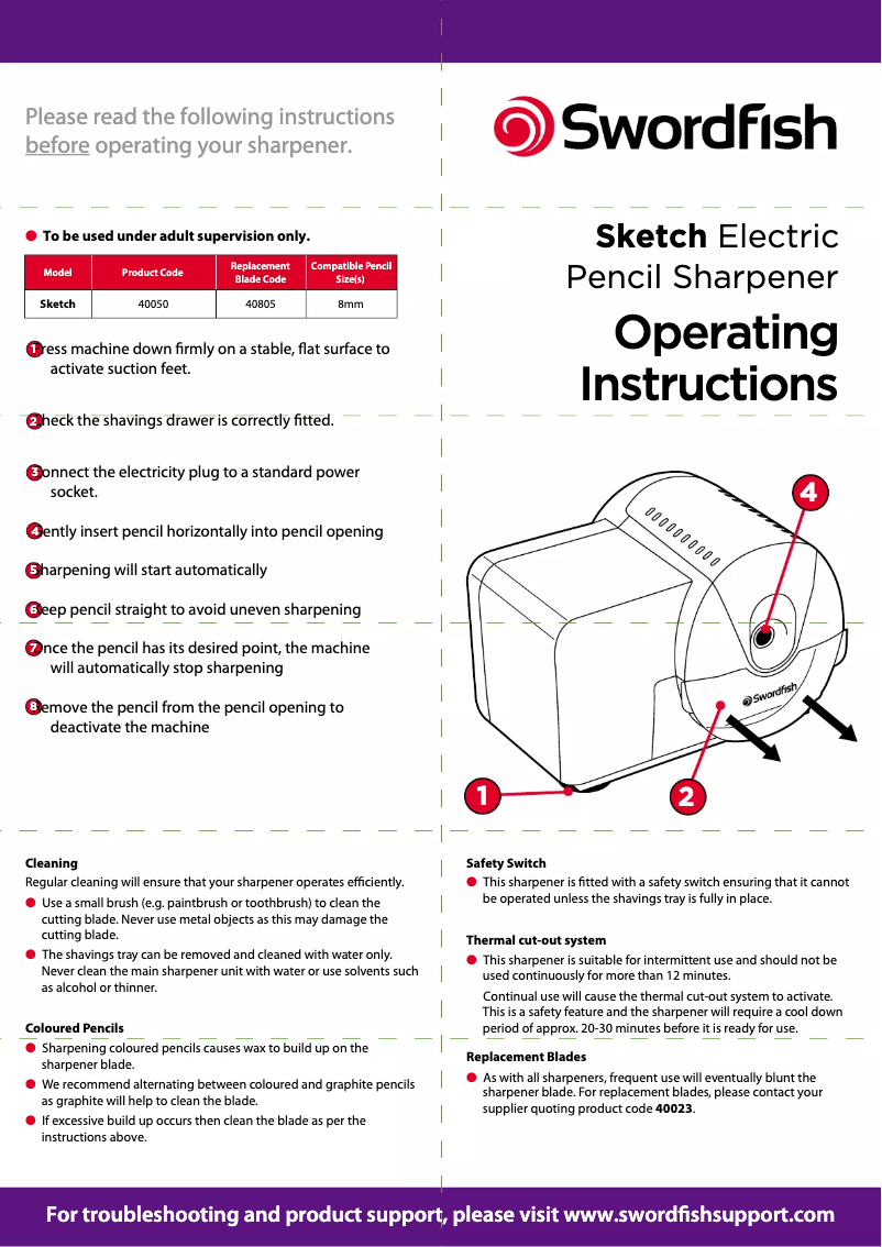 Page 1 of the manual User Manual Swordfish Sketch Electric