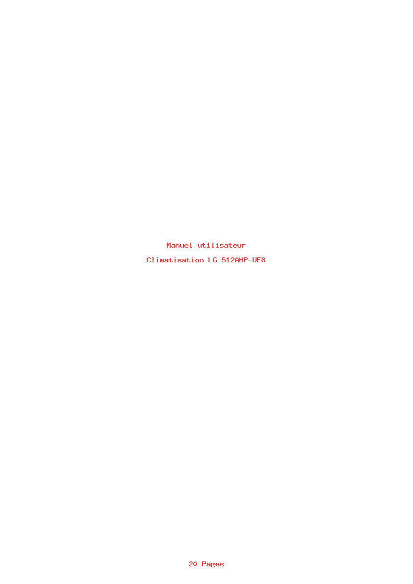 Page 1 de la notice Manuel utilisateur LG S12AHP-UE8