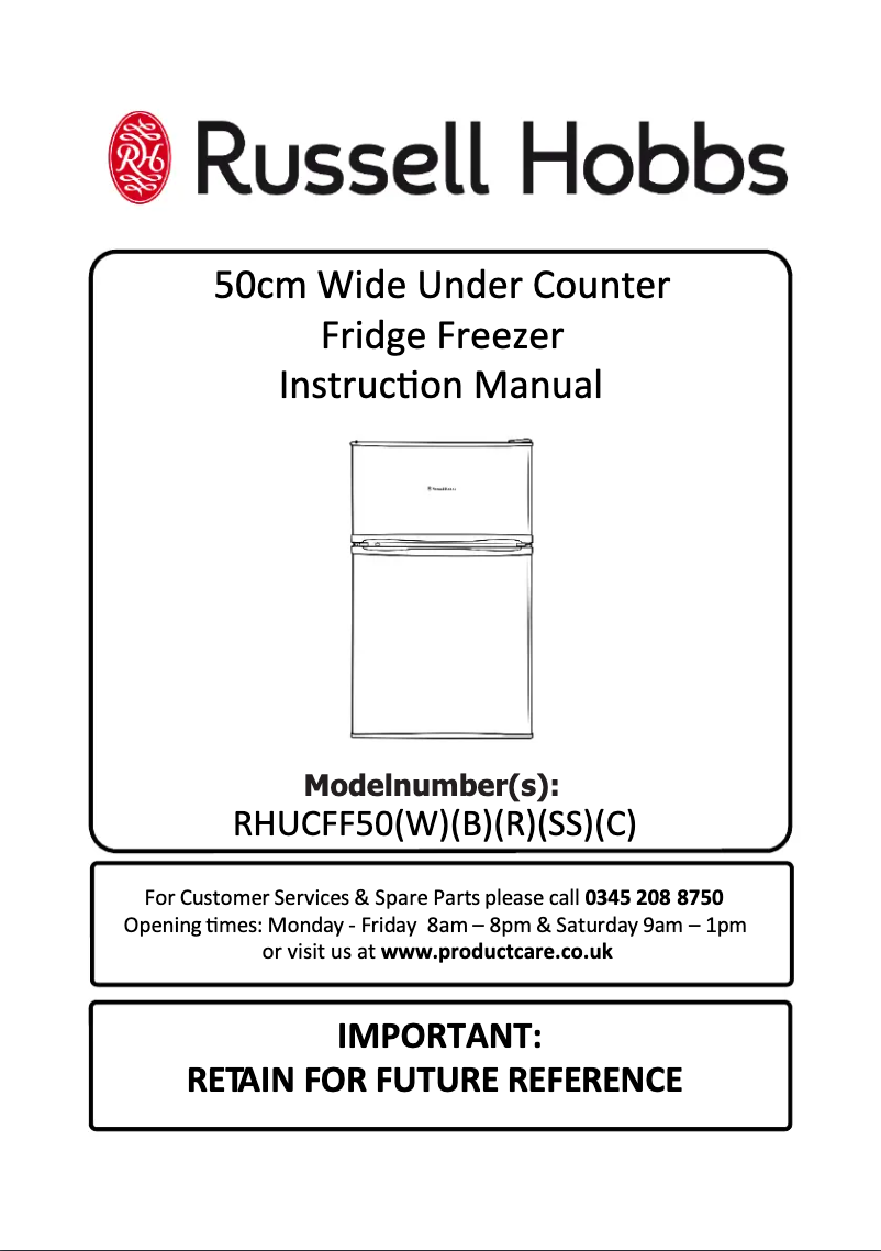 Page 1 de la notice Manuel utilisateur Russell Hobbs RHUCFF50SS