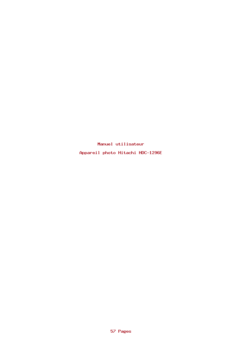 Page 1 de la notice Manuel utilisateur Hitachi HDC-1296E