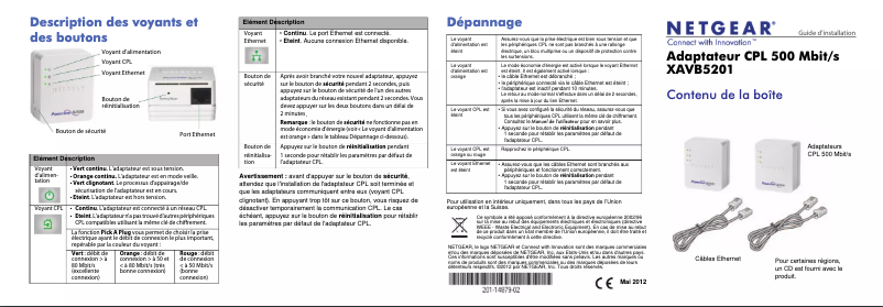 Page 1 de la notice Guide d'installation Netgear XAVB5201