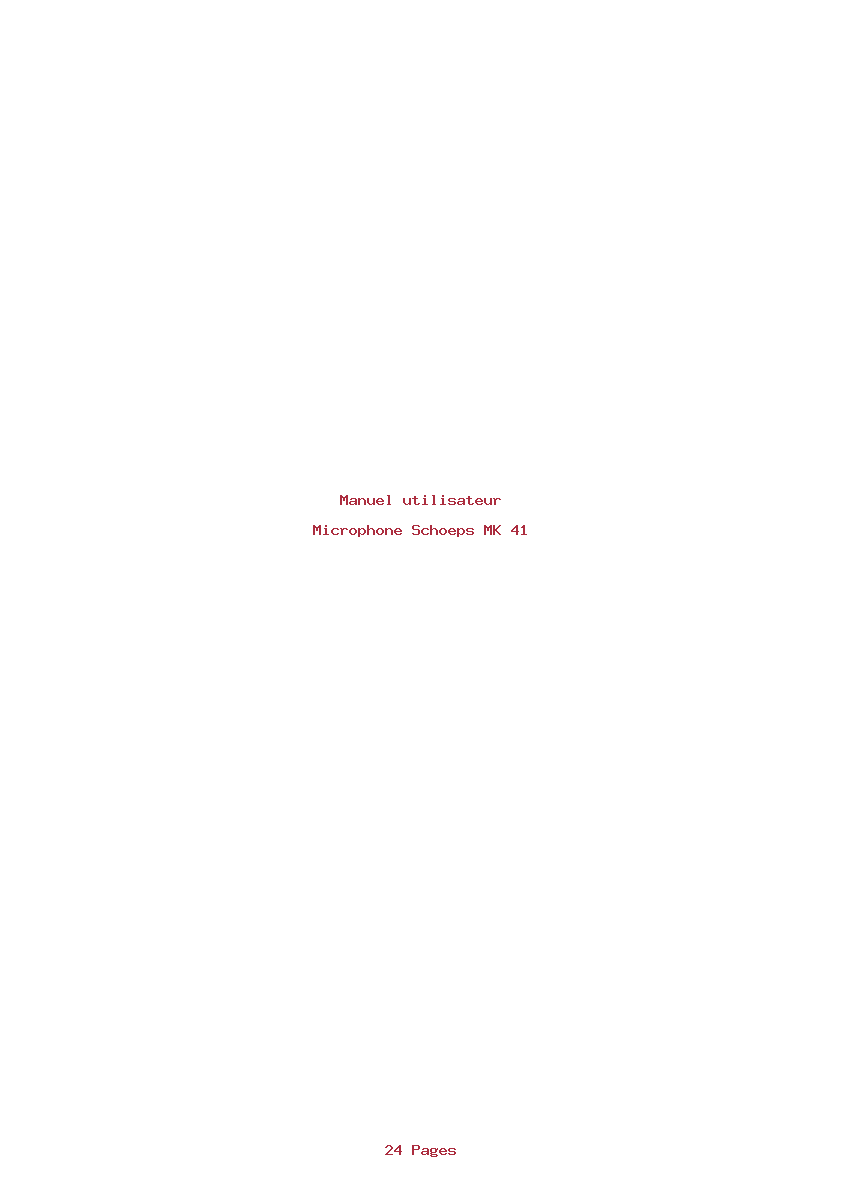 Page 1 de la notice Manuel utilisateur Schoeps MK 41