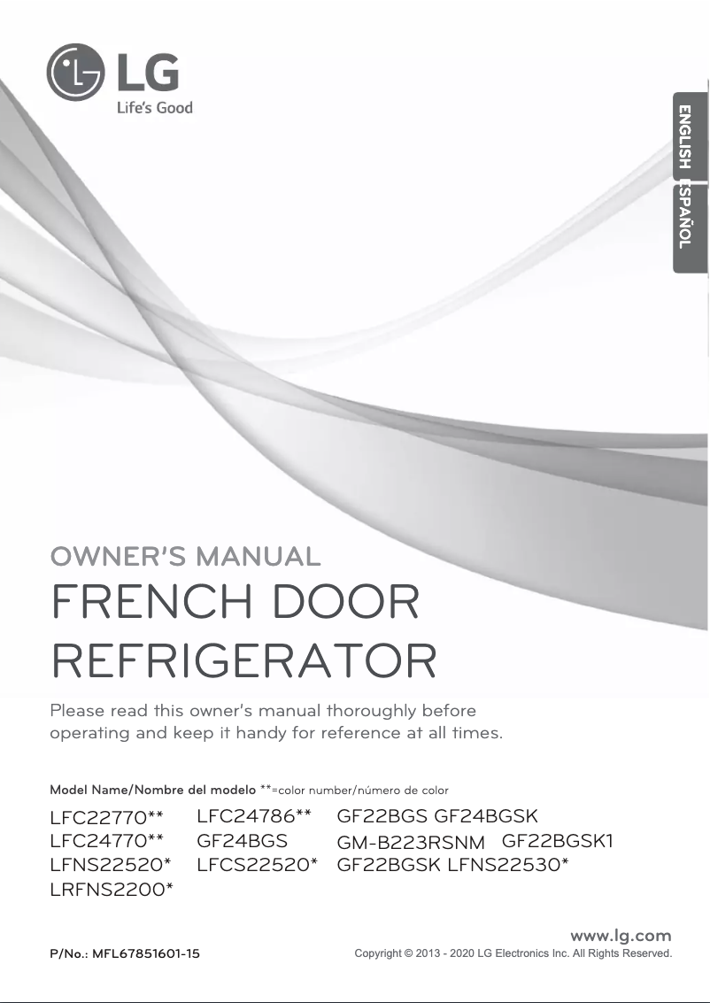 Page 1 de la notice Manuel utilisateur LG GF22BGSK1