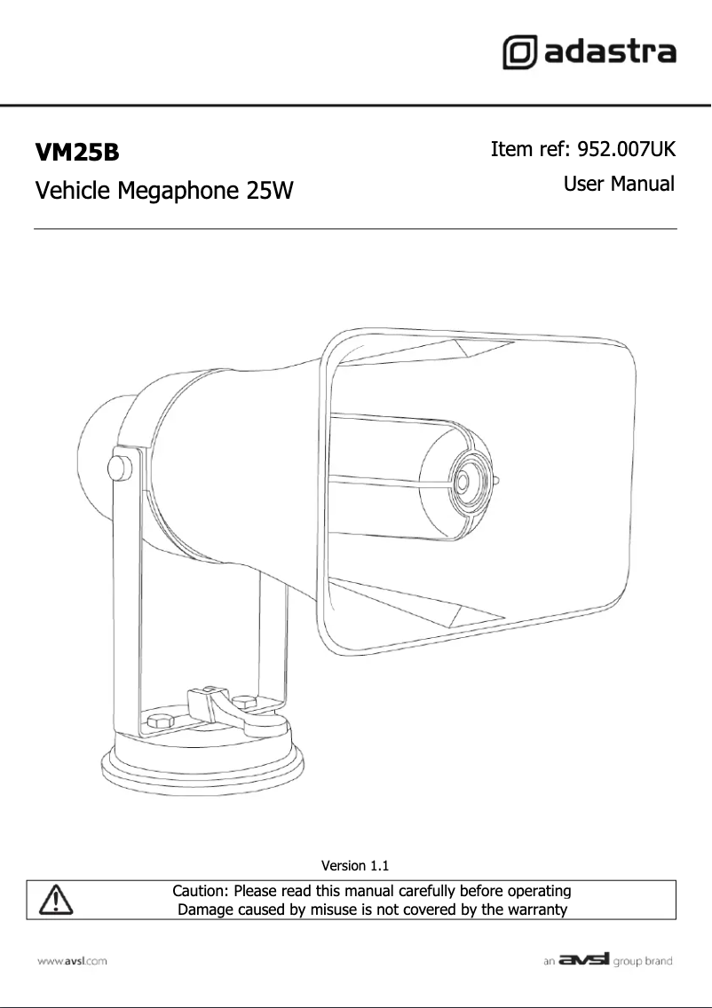 Página 1 del manual Manual de usuario Adastra VM25B